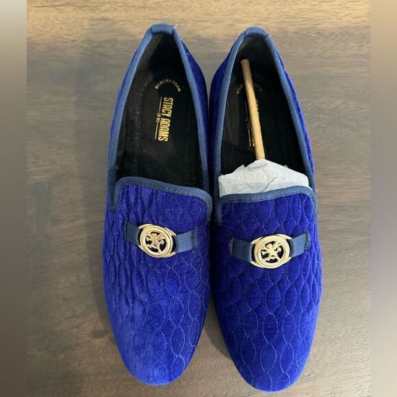 Men’s Royal Blue Suede Stacy Adams wedding Oxford 11 loafers shoes velour - Picture 4 of 5